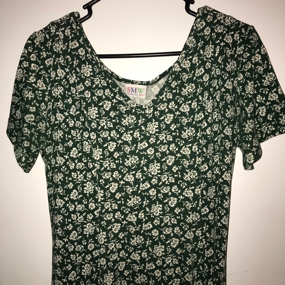 Olive green floral dress